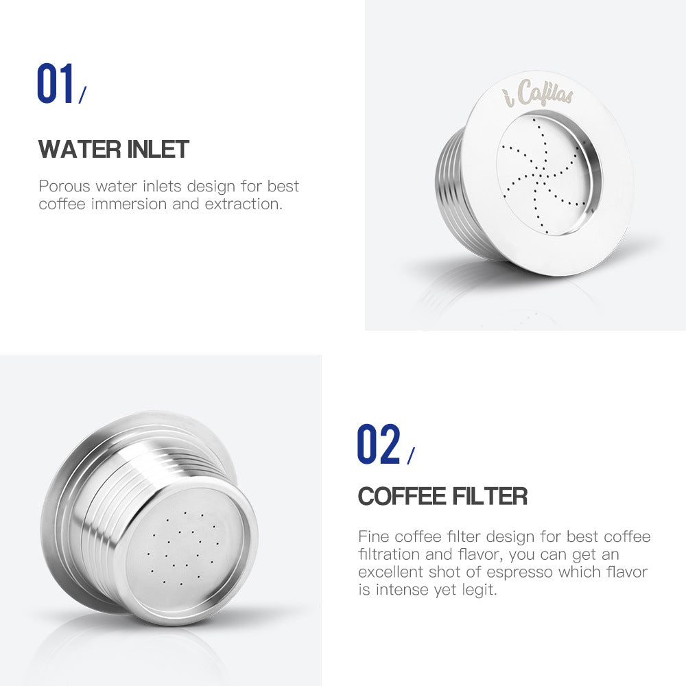 CB-100 Coffee Machine La Blue Filter Stainless Steel Reusable Capsule Case Powder Filler