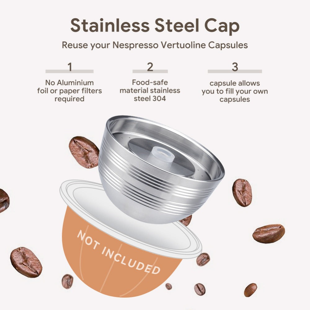 Compatible with Vertuo Next Reusable Filled Coffee Filter 80/150/230ml Coffee Capsule Shell