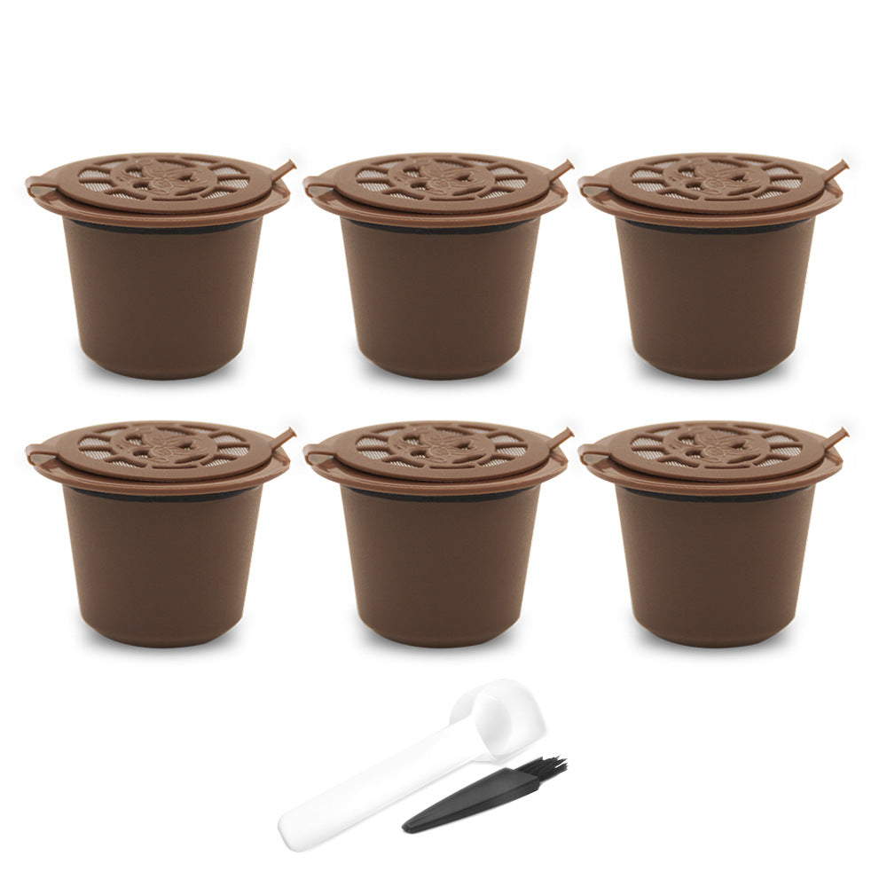 Coffee Reusable Nescafe Coffee Capsules Recycling Filters 6 Sets Wholesale with Spoons