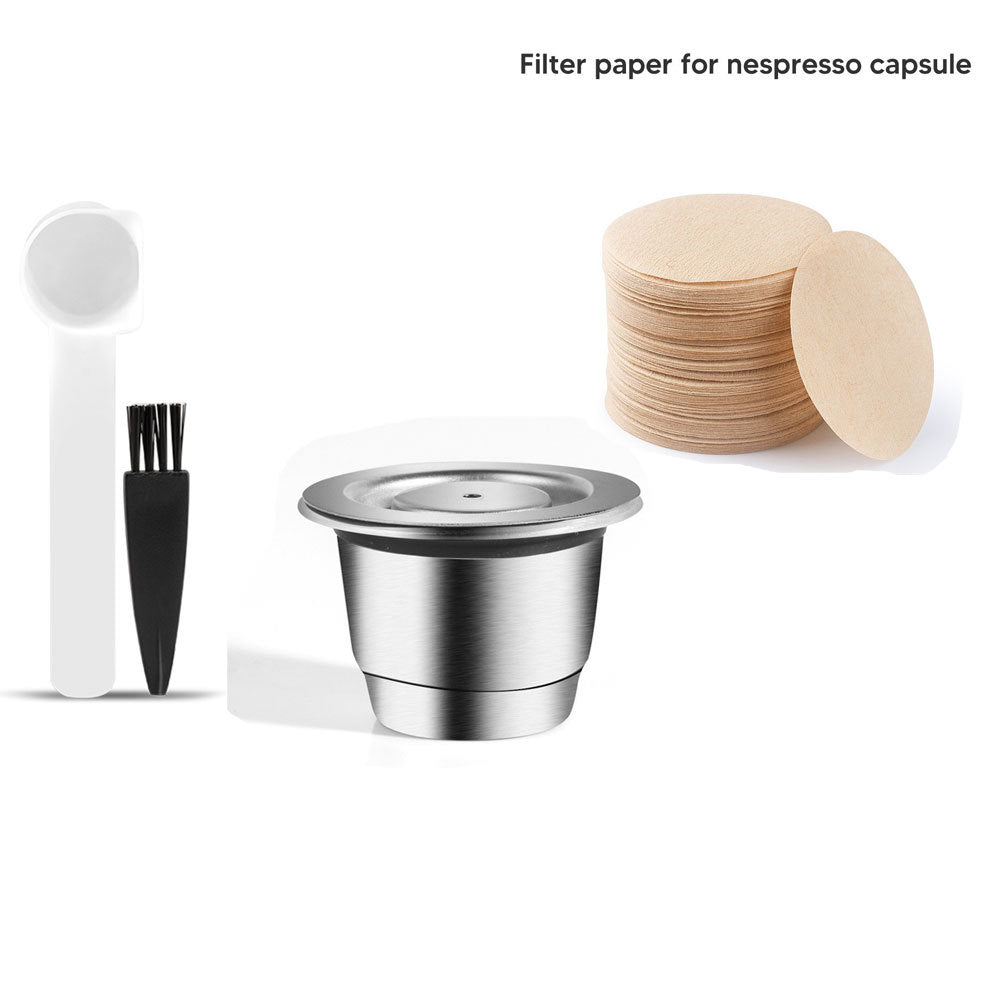 Filter Cup Unlimited Use Filled Food Grade Stainless Steel 304 Coffee Capsule Spoon Brush Set